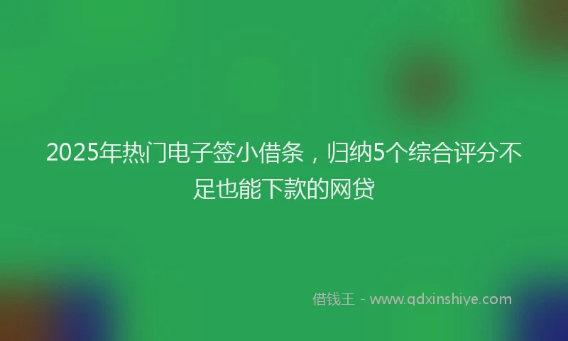 2025年热门电子签小借条，归纳5个综合评分不足也能下款的网贷
