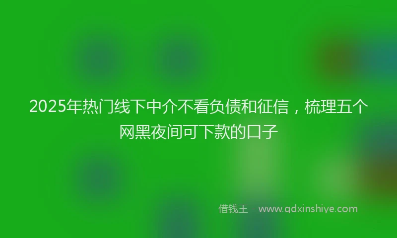 2025年热门线下中介不看负债和征信，梳理五个网黑夜间可下款的口子