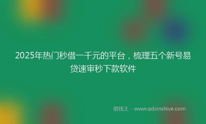2025年热门秒借一千元的平台，梳理五个新号易贷速审秒下款软件