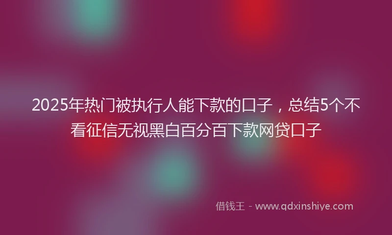 2025年热门被执行人能下款的口子，总结5个不看征信无视黑白百分百下款网贷口子