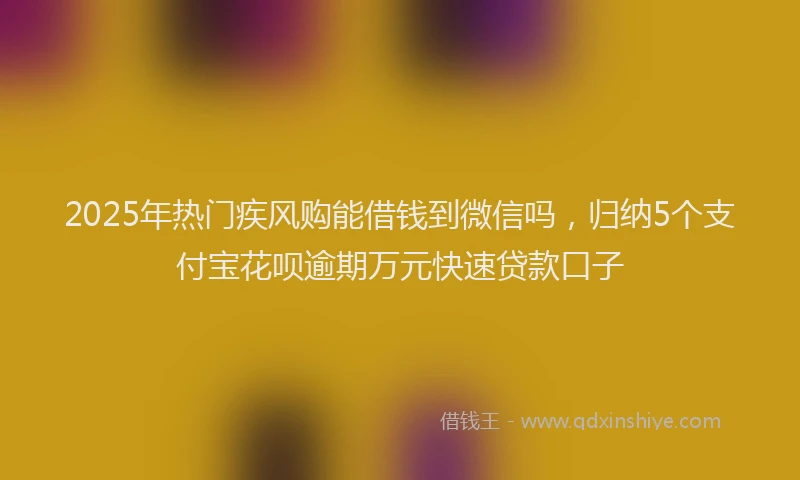 2025年热门疾风购能借钱到微信吗，归纳5个支付宝花呗逾期万元快速贷款口子