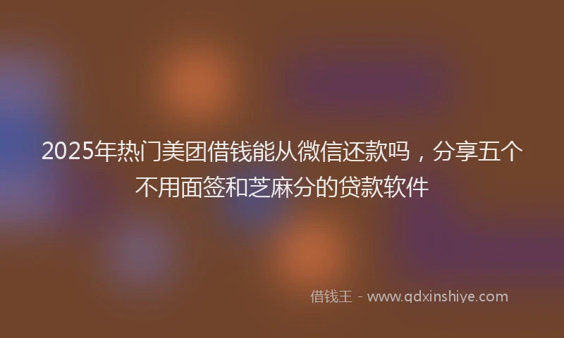 2025年热门美团借钱能从微信还款吗，分享五个不用面签和芝麻分的贷款软件