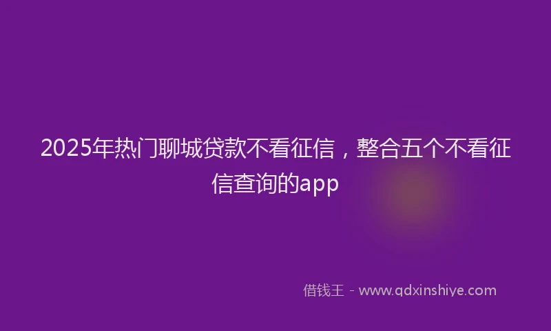 2025年热门聊城贷款不看征信，整合五个不看征信查询的app