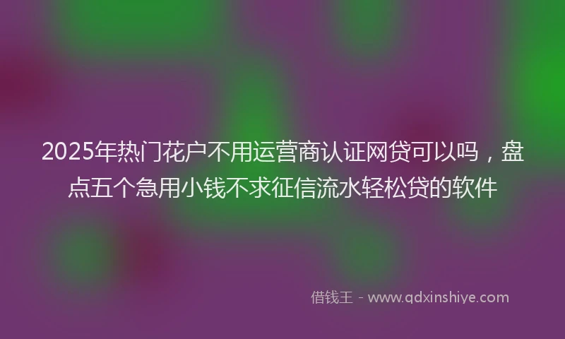 2025年热门花户不用运营商认证网贷可以吗，盘点五个急用小钱不求征信流水轻松贷的软件