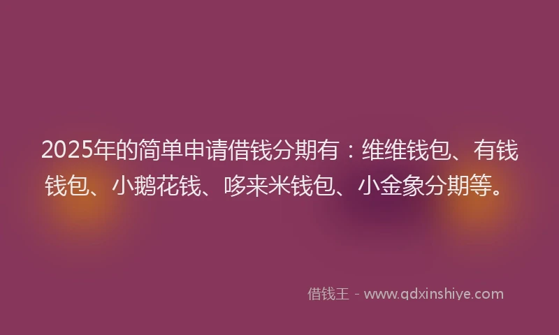 2025年的简单申请借钱分期有：维维钱包、有钱钱包、小鹅花钱、哆来米钱包、小金象分期等。