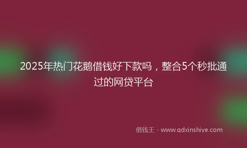 2025年热门花鹅借钱好下款吗，整合5个秒批通过的网贷平台