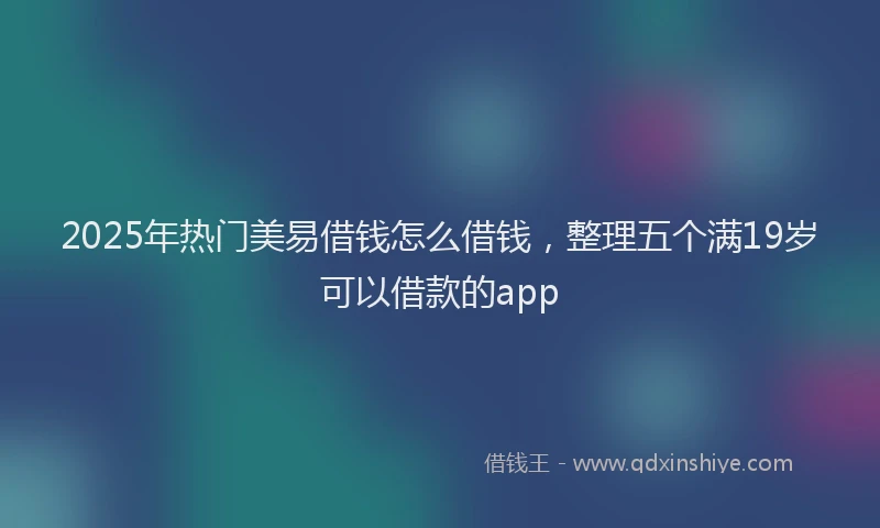 2025年热门美易借钱怎么借钱，整理五个满19岁可以借款的app