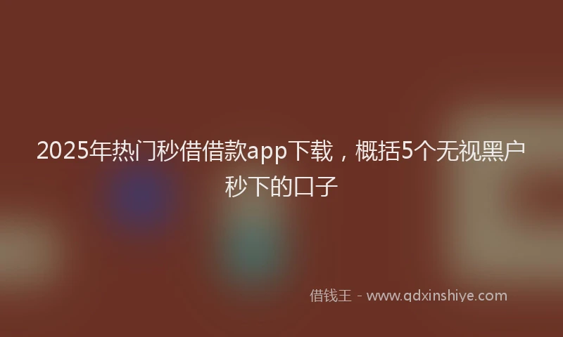 2025年热门秒借借款app下载，概括5个无视黑户秒下的口子
