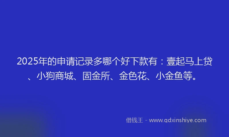 2025年的申请记录多哪个好下款有：壹起马上贷、小狗商城、固金所、金色花、小金鱼等。