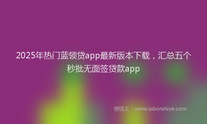 2025年热门蓝领贷app最新版本下载，汇总五个秒批无面签贷款app