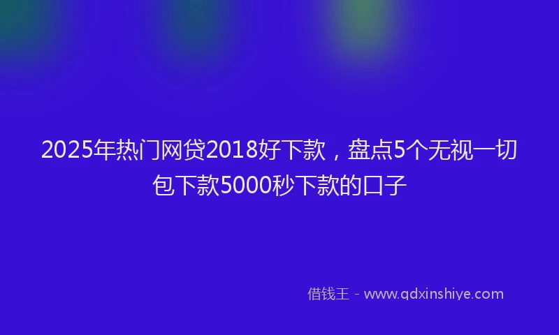 2025年热门网贷2018好下款，盘点5个无视一切包下款5000秒下款的口子