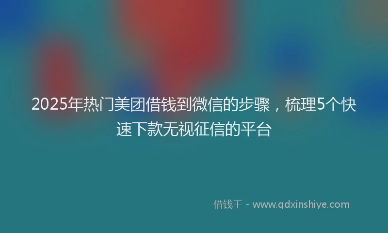 2025年热门美团借钱到微信的步骤，梳理5个快速下款无视征信的平台