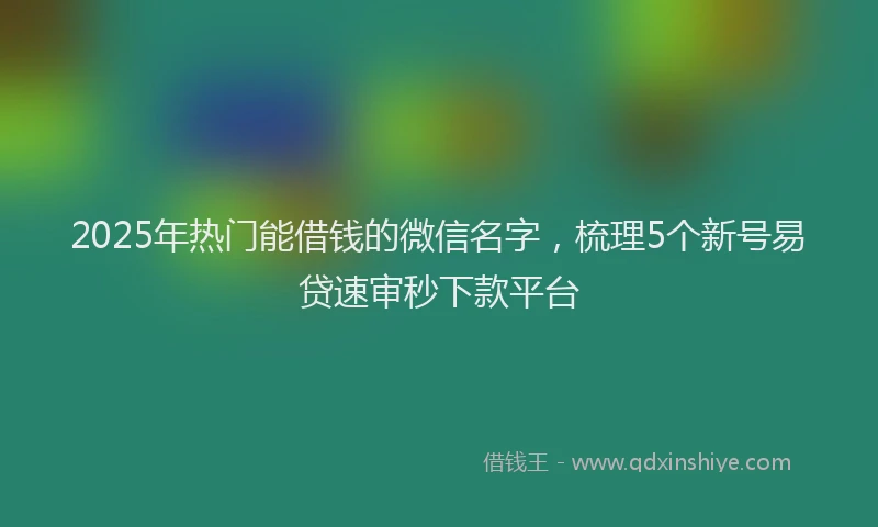 2025年热门能借钱的微信名字，梳理5个新号易贷速审秒下款平台