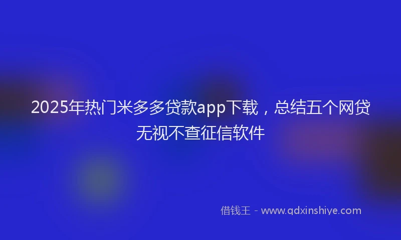 2025年热门米多多贷款app下载，总结五个网贷无视不查征信软件