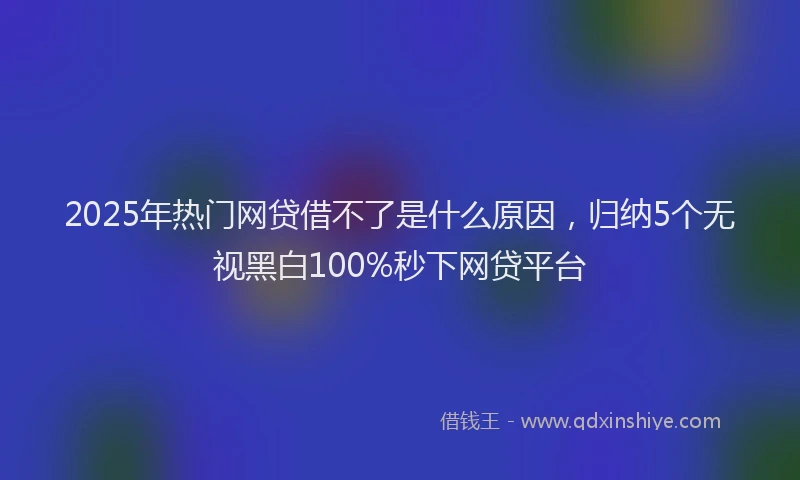 2025年热门网贷借不了是什么原因，归纳5个无视黑白100%秒下网贷平台