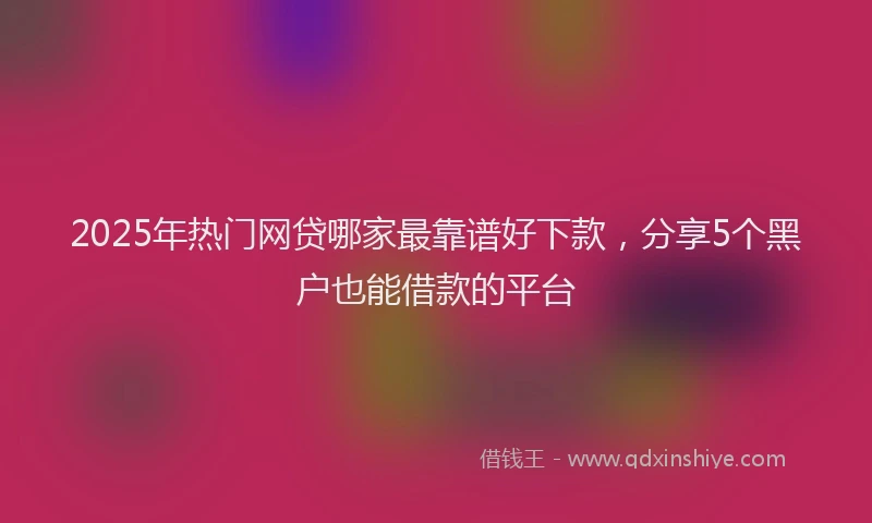 2025年热门网贷哪家最靠谱好下款，分享5个黑户也能借款的平台
