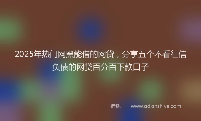 2025年热门网黑能借的网贷，分享五个不看征信负债的网贷百分百下款口子