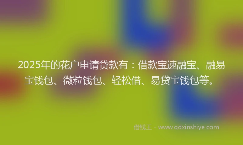 2025年的花户申请贷款有：借款宝速融宝、融易宝钱包、微粒钱包、轻松借、易贷宝钱包等。