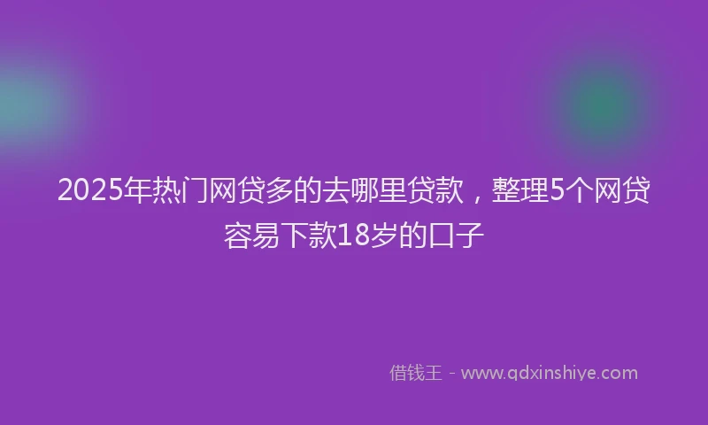 2025年热门网贷多的去哪里贷款，整理5个网贷容易下款18岁的口子