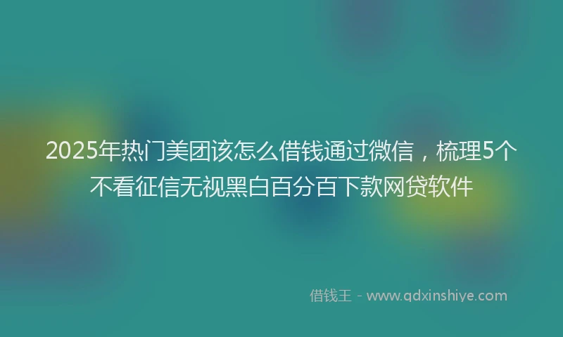 2025年热门美团该怎么借钱通过微信，梳理5个不看征信无视黑白百分百下款网贷软件