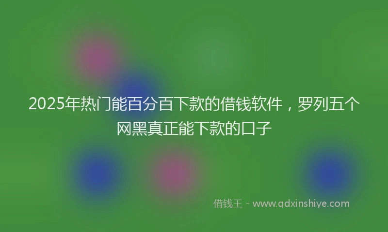 2025年热门能百分百下款的借钱软件，罗列五个网黑真正能下款的口子