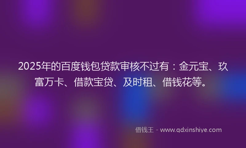 2025年的百度钱包贷款审核不过有：金元宝、玖富万卡、借款宝贷、及时租、借钱花等。