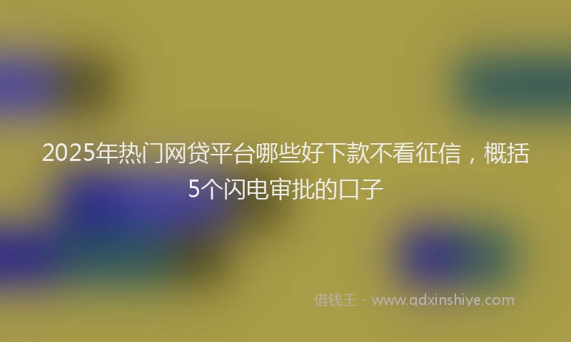 2025年热门网贷平台哪些好下款不看征信，概括5个闪电审批的口子