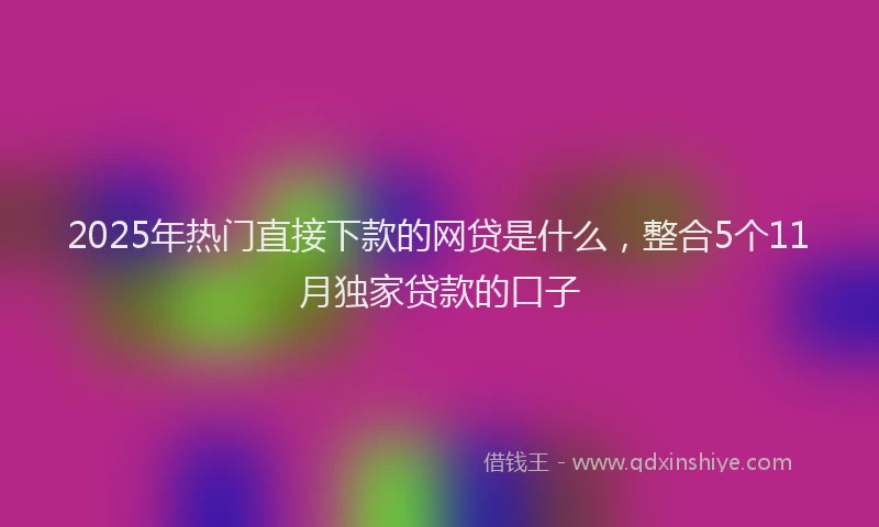 2025年热门直接下款的网贷是什么，整合5个11月独家贷款的口子
