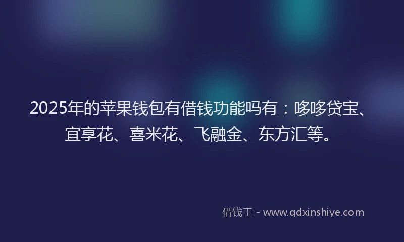 2025年的苹果钱包有借钱功能吗有：哆哆贷宝、宜享花、喜米花、飞融金、东方汇等。