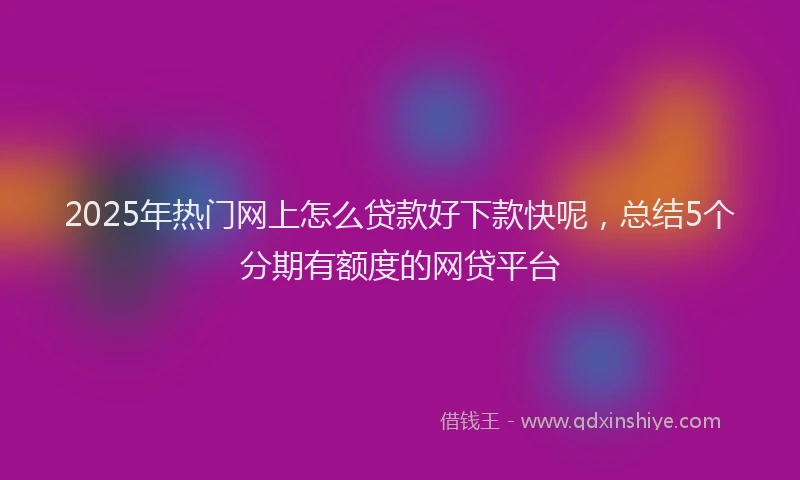 2025年热门网上怎么贷款好下款快呢，总结5个分期有额度的网贷平台