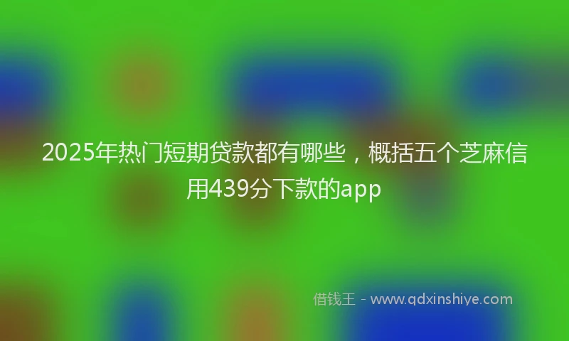 2025年热门短期贷款都有哪些，概括五个芝麻信用439分下款的app