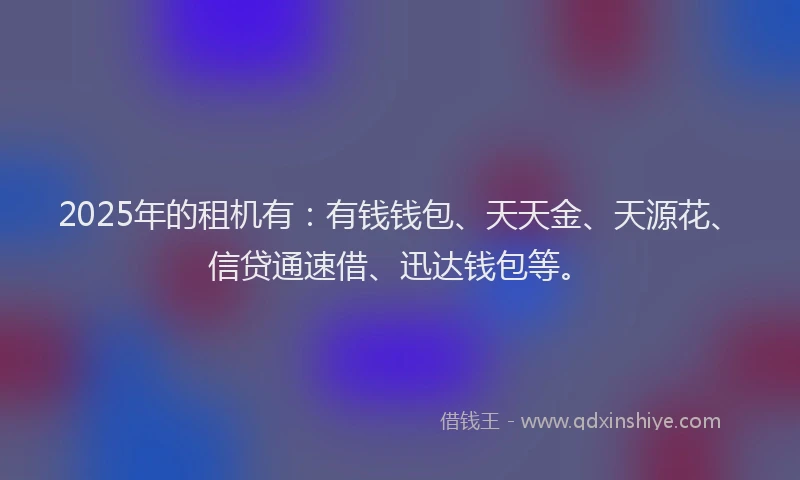 2025年的租机有：有钱钱包、天天金、天源花、信贷通速借、迅达钱包等。