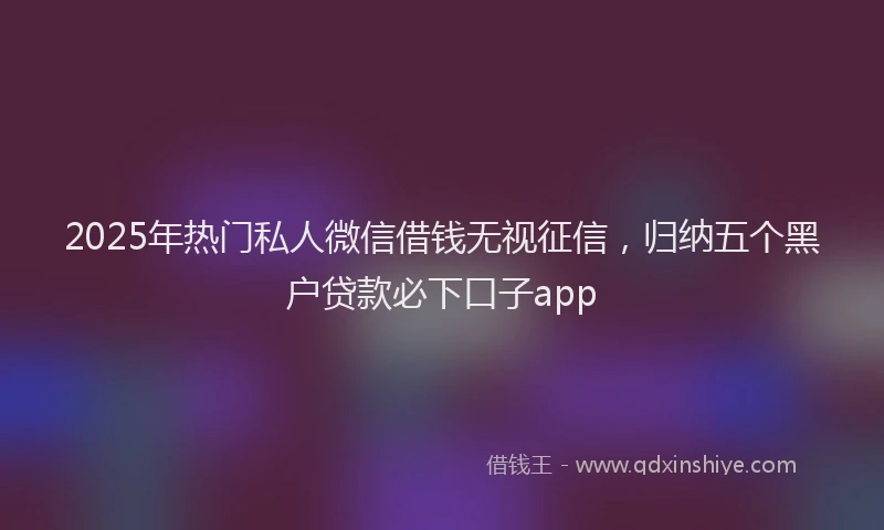 2025年热门私人微信借钱无视征信，归纳五个黑户贷款必下口子app