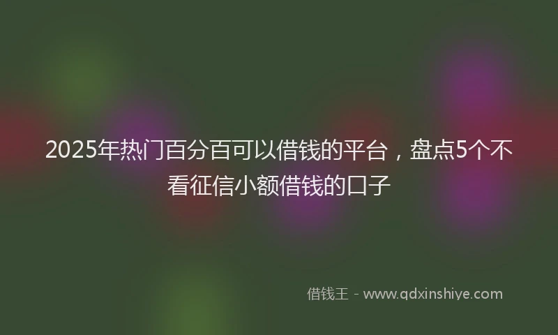 2025年热门百分百可以借钱的平台，盘点5个不看征信小额借钱的口子