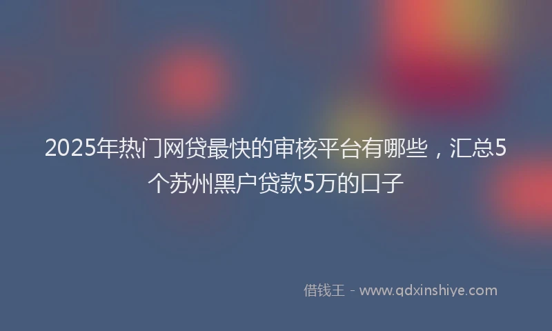 2025年热门网贷最快的审核平台有哪些，汇总5个苏州黑户贷款5万的口子
