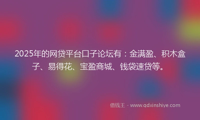 2025年的网贷平台口子论坛有：金满盈、积木盒子、易得花、宝盈商城、钱袋速贷等。