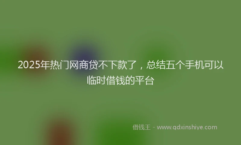 2025年热门网商贷不下款了，总结五个手机可以临时借钱的平台