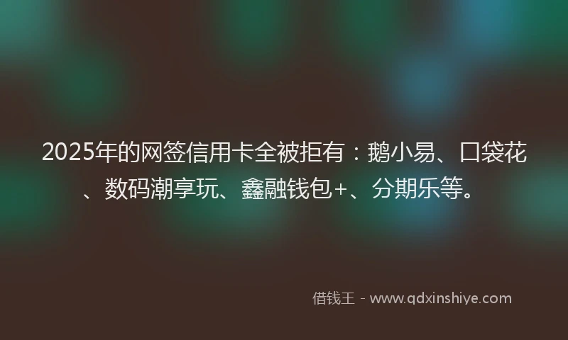 2025年的网签信用卡全被拒有：鹅小易、口袋花、数码潮享玩、鑫融钱包+、分期乐等。