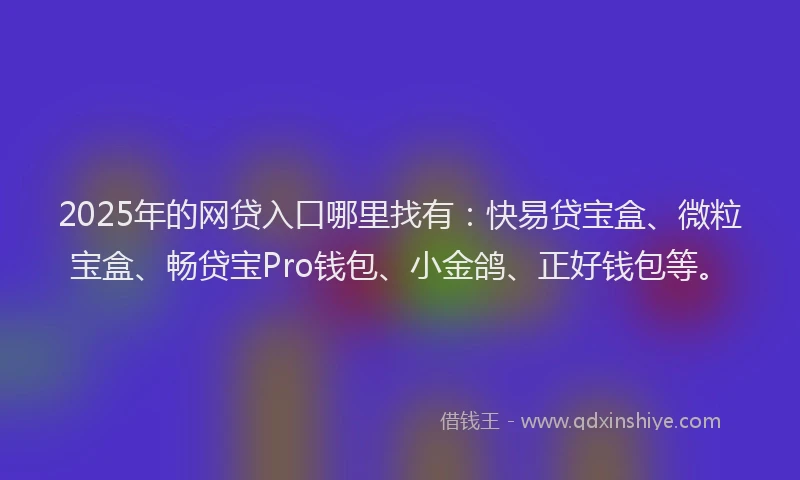 2025年的网贷入口哪里找有：快易贷宝盒、微粒宝盒、畅贷宝Pro钱包、小金鸽、正好钱包等。