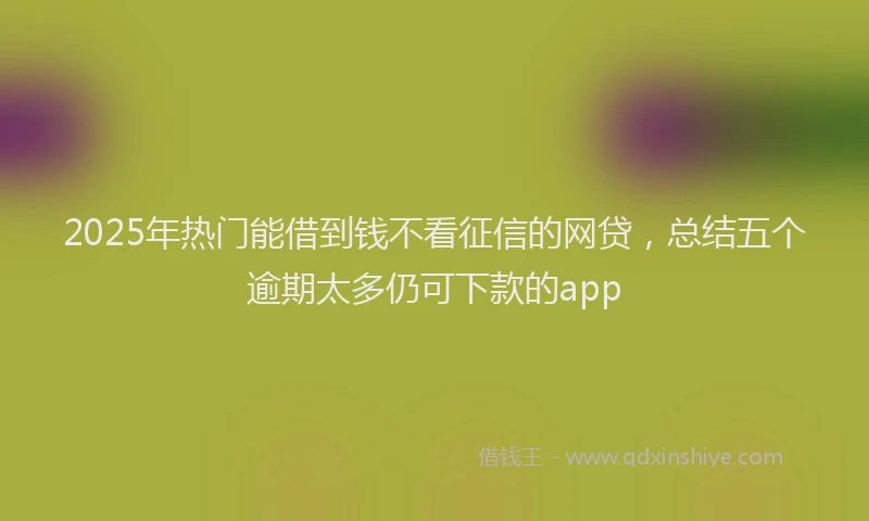 2025年热门能借到钱不看征信的网贷，总结五个逾期太多仍可下款的app