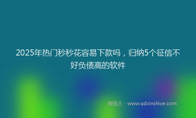2025年热门秒秒花容易下款吗，归纳5个征信不好负债高的软件