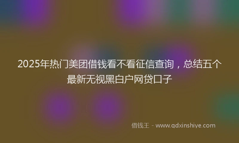 2025年热门美团借钱看不看征信查询，总结五个最新无视黑白户网贷口子
