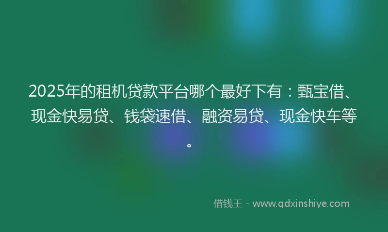 2025年的租机贷款平台哪个最好下有：甄宝借、现金快易贷、钱袋速借、融资易贷、现金快车等。