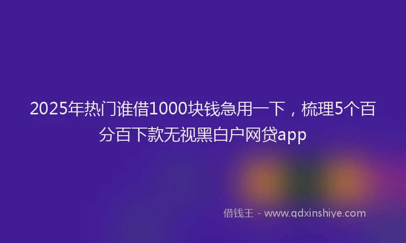 2025年热门谁借1000块钱急用一下，梳理5个百分百下款无视黑白户网贷app