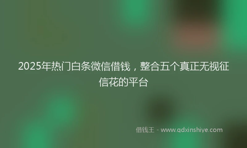 2025年热门白条微信借钱，整合五个真正无视征信花的平台