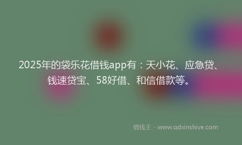 2025年的袋乐花借钱app有：天小花、应急贷、钱速贷宝、58好借、和信借款等。