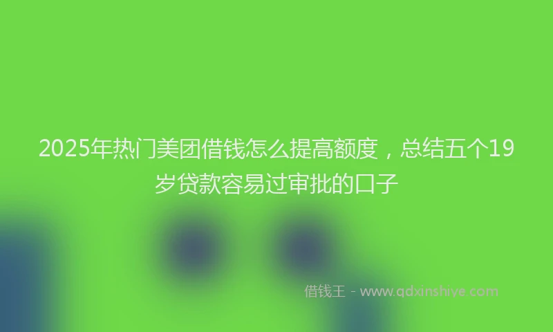 2025年热门美团借钱怎么提高额度，总结五个19岁贷款容易过审批的口子