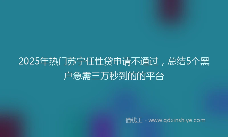 2025年热门苏宁任性贷申请不通过，总结5个黑户急需三万秒到的的平台