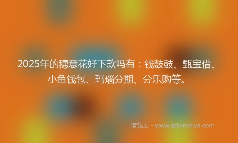 2025年的穗意花好下款吗有：钱鼓鼓、甄宝借、小鱼钱包、玛瑙分期、分乐购等。