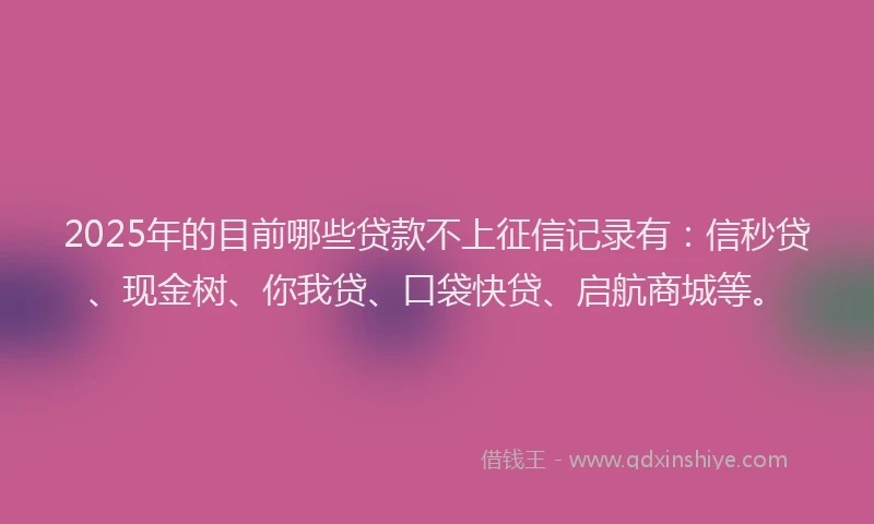 2025年的目前哪些贷款不上征信记录有：信秒贷、现金树、你我贷、口袋快贷、启航商城等。